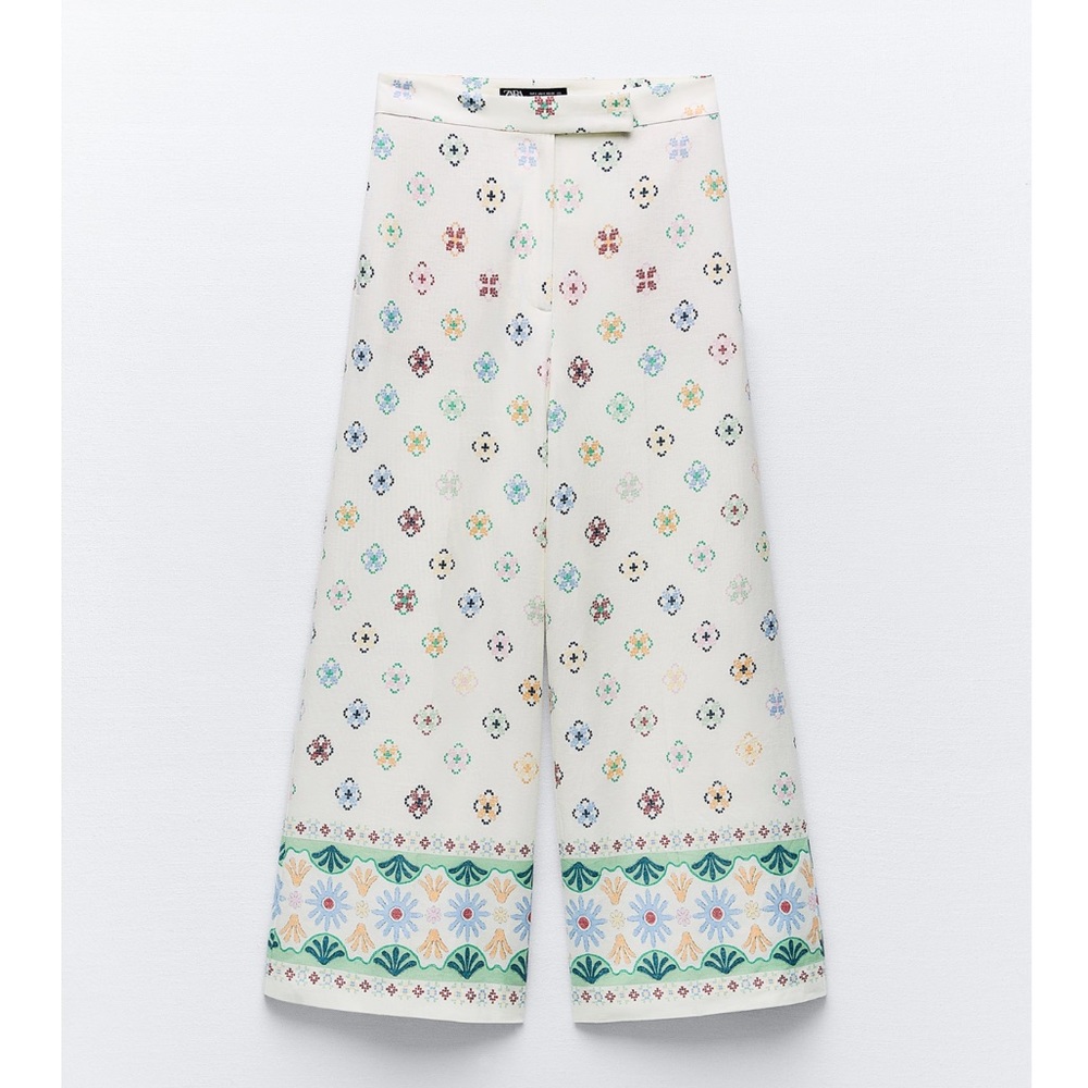Zara PRINTED LINE BLEND CULOTTES - Picture 1 of 5